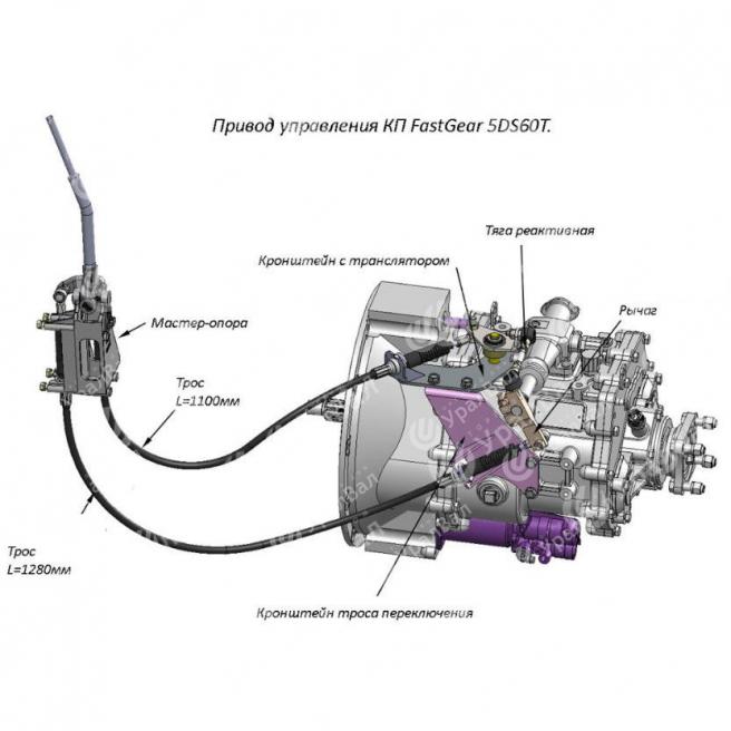 A37.074-002D  Тросовый привод КПП 6DS60T GAZ в сборе